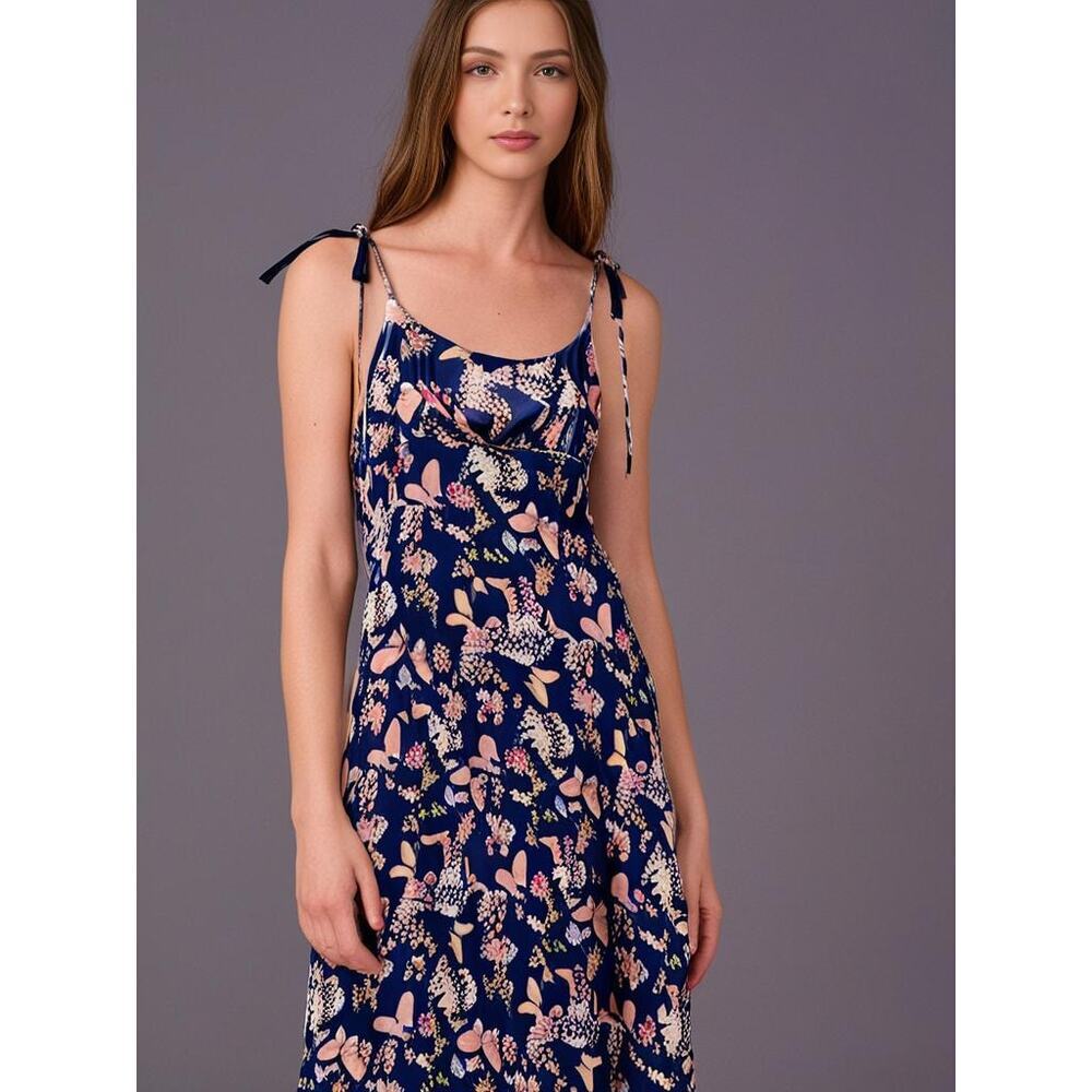 Live To Be Spoiled Y2K Womens Dress Small Babydoll Mesh Midi Butterfly Print